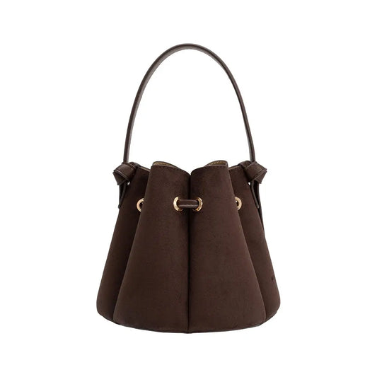Mini Suede Top Handle Bag - Chocolate