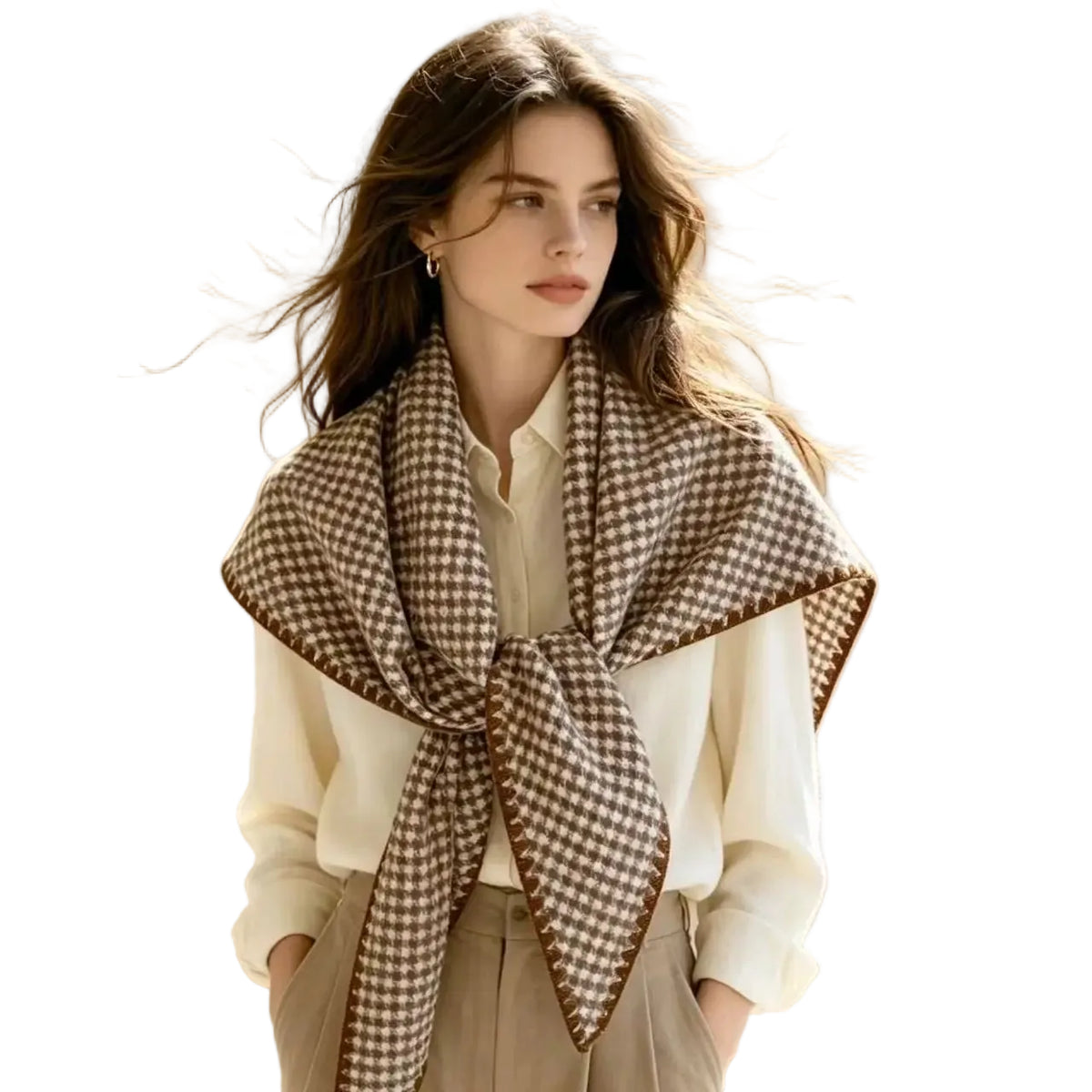 Triangle Wrap - Brown Checkered