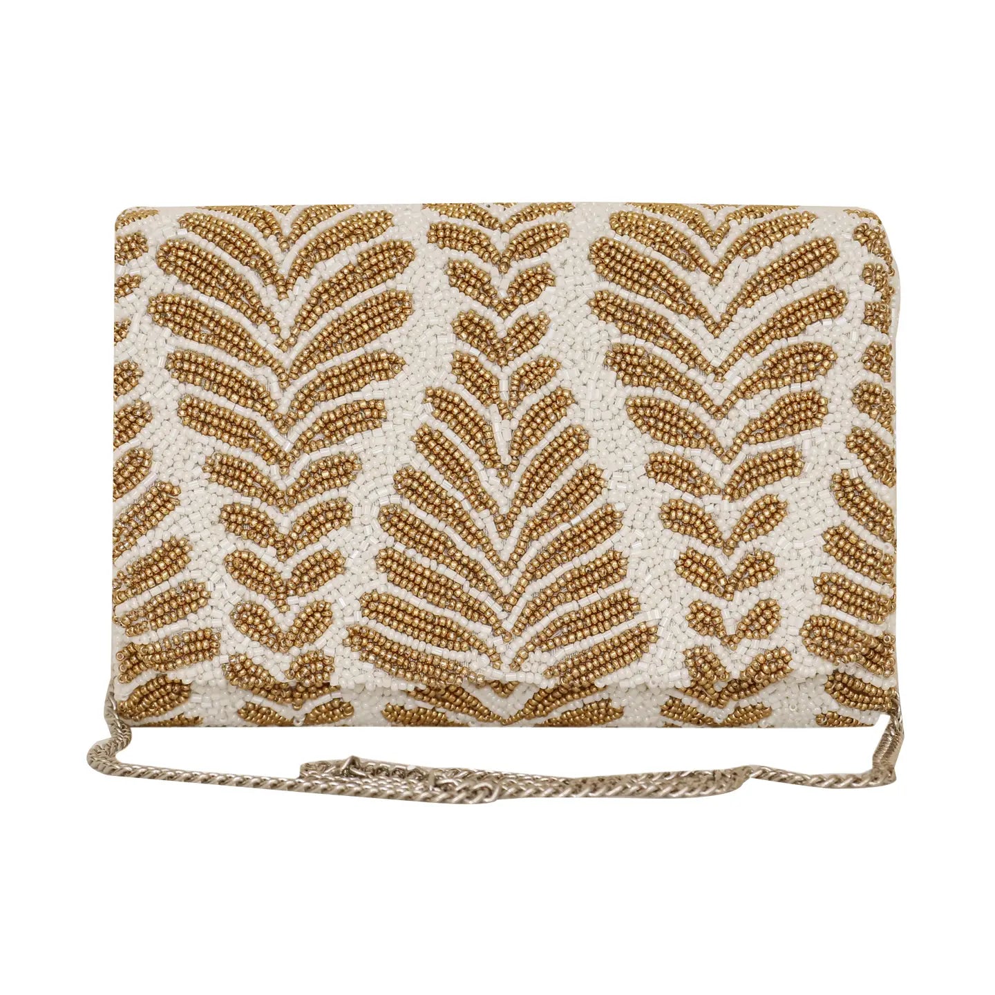 Beaded Gold and White Clutch