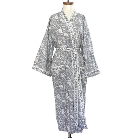 Kimono Robe - Slate and White