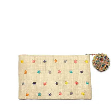 Raffia Pouch - Rainbow Stars