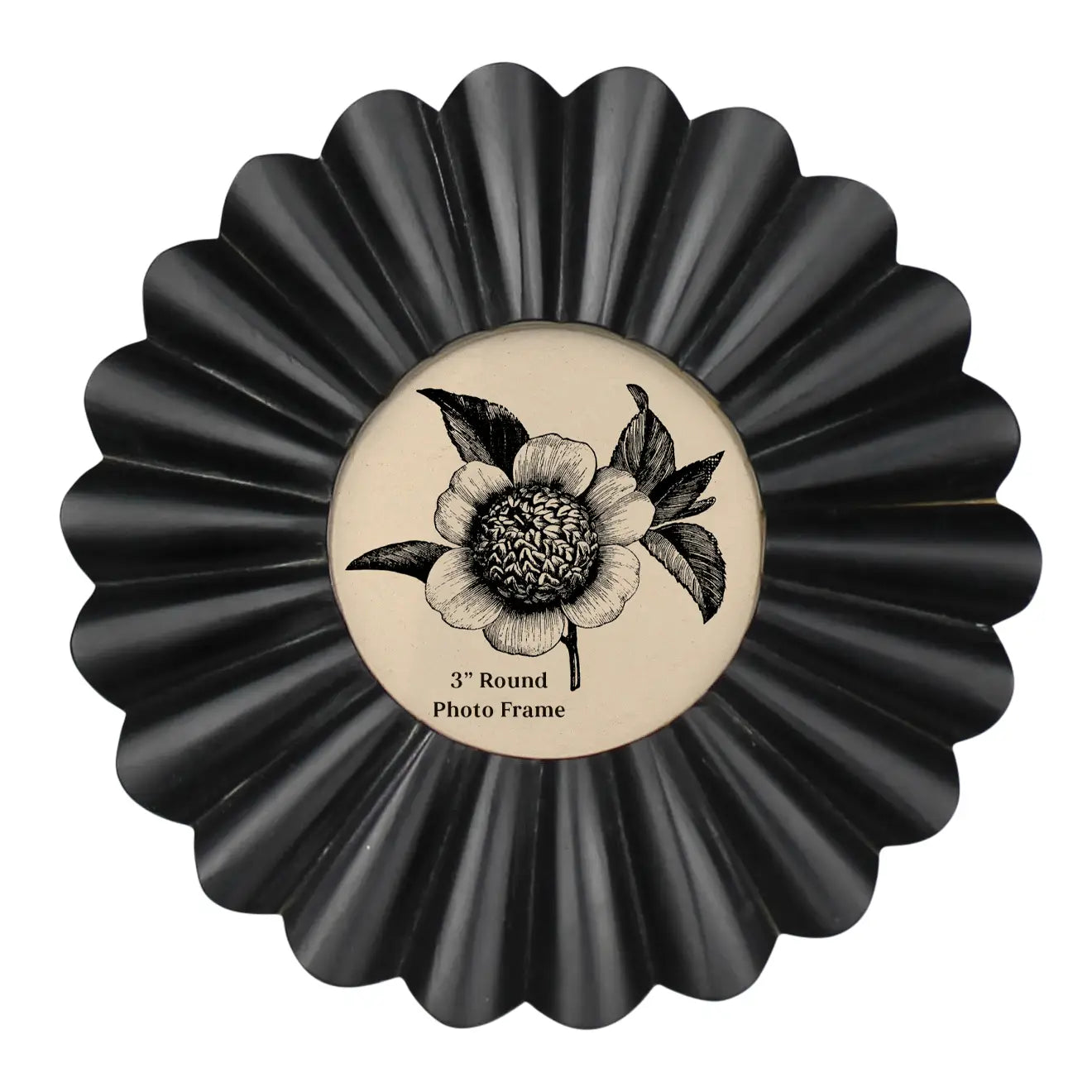 Scalloped Round Frame – Black