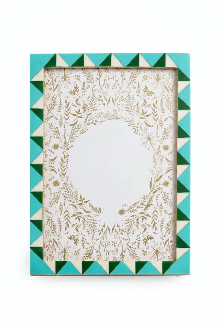 Turquoise and Green Geometric Frame- 5x7