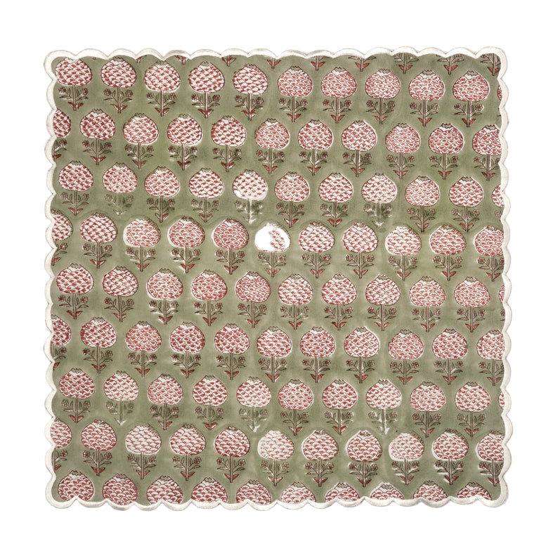 Green Scalloped Napkins- Set of 4