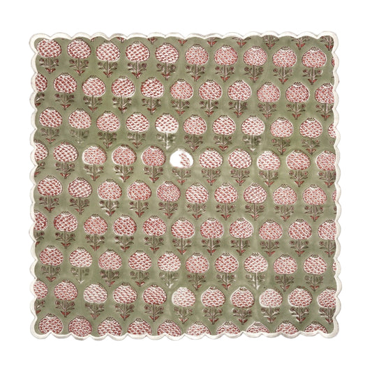 Green Scalloped Napkins- Set of 4