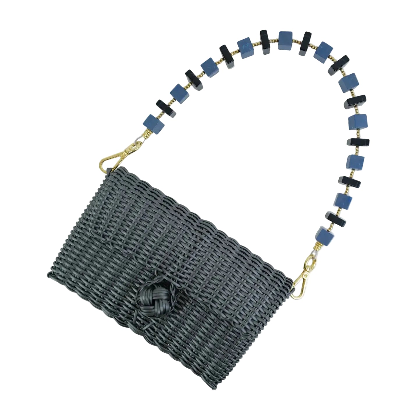 Clutch with Beaded Strap – Dark Grey