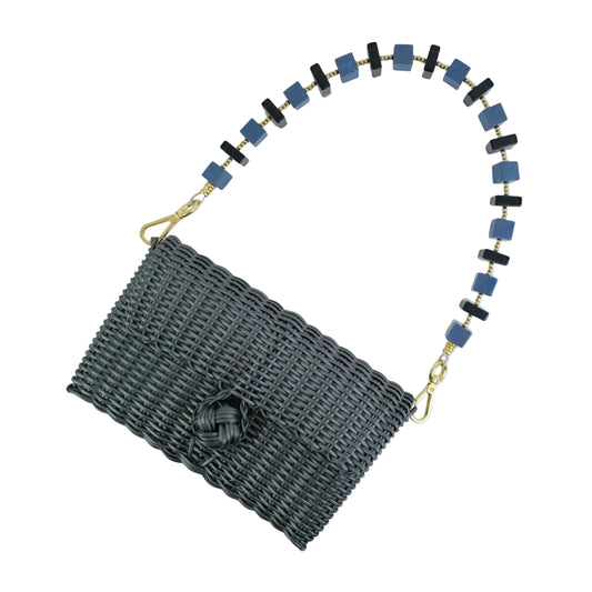 Clutch with Beaded Strap – Dark Grey