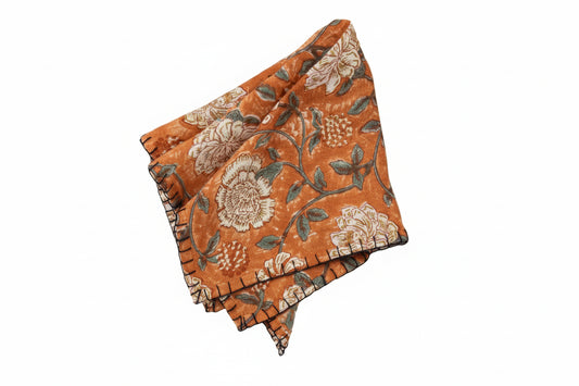 Linen Napkin Set- Orange Floral