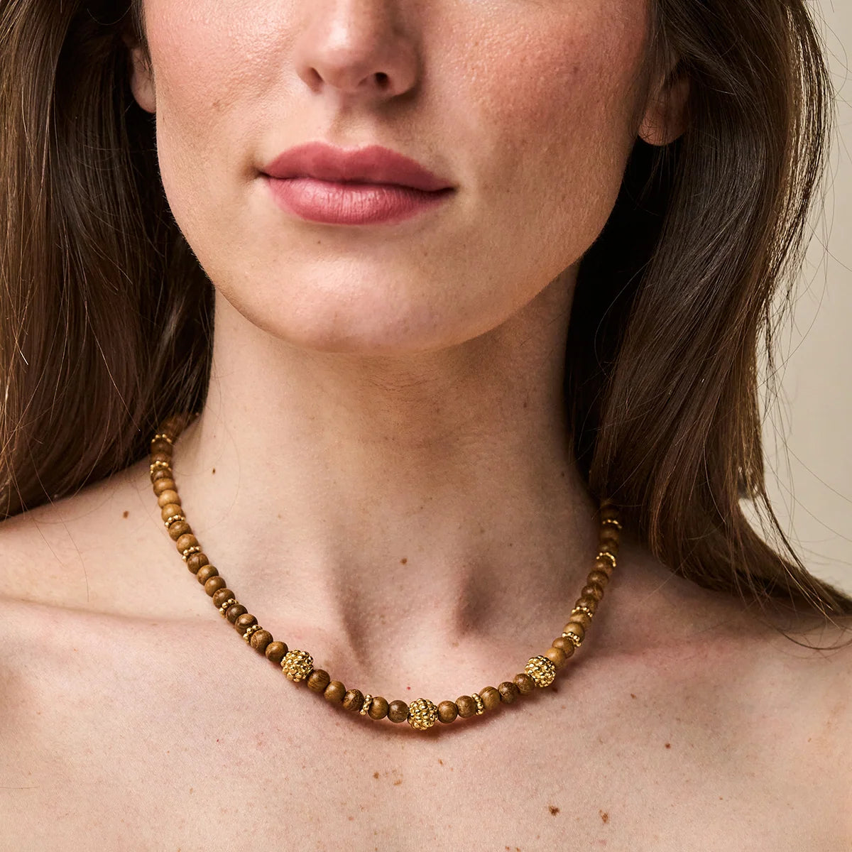 Petite Single Strand Teak Necklace