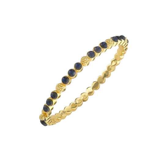 Petite Berry Gem Hinged Bangle -  Blue Labradorite