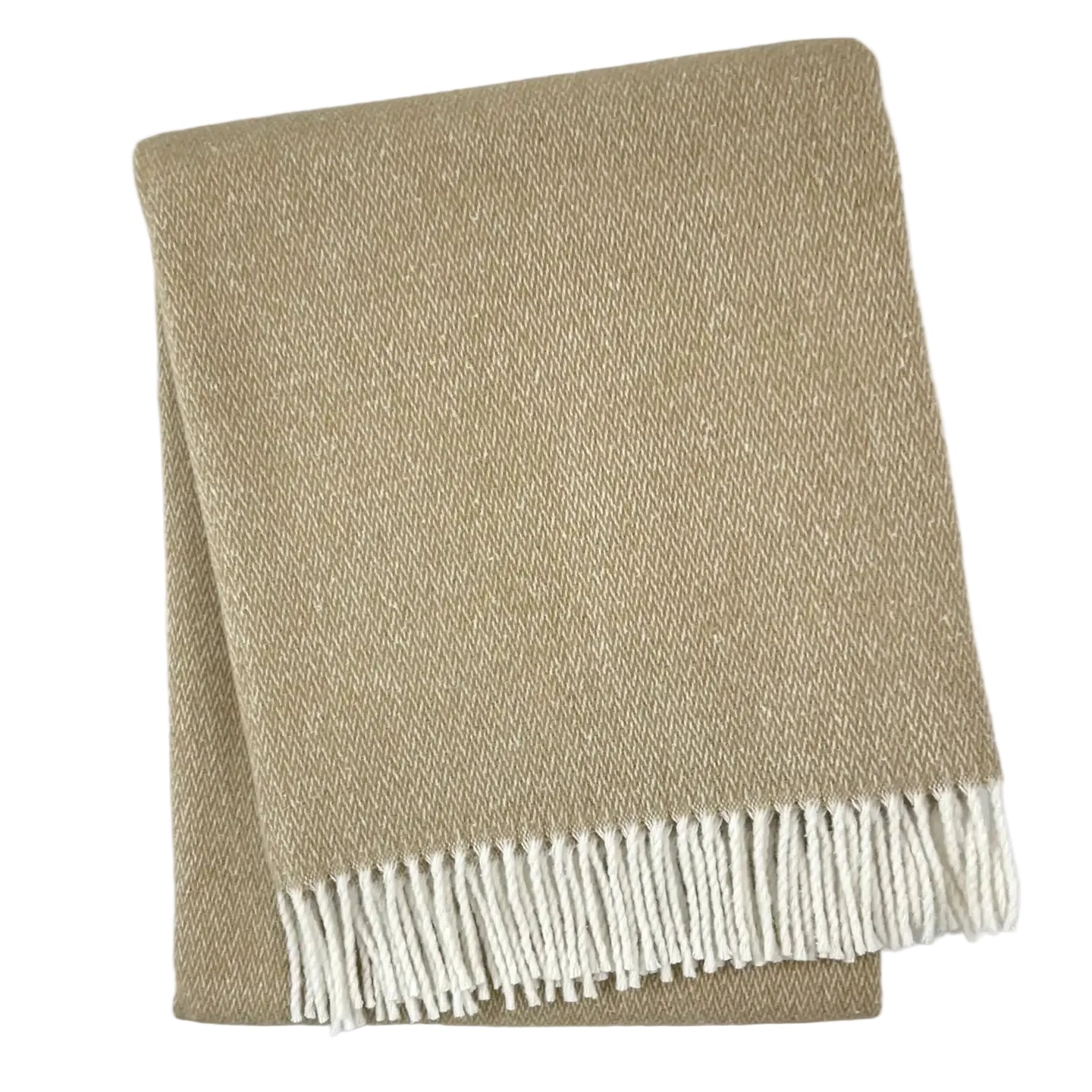Herringbone Fringed Throw - Stone