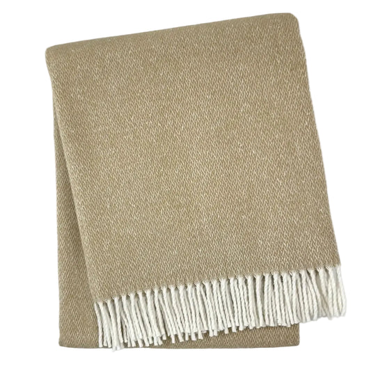 Herringbone Fringed Throw - Stone