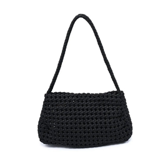 Woven Black Shoulder Bag