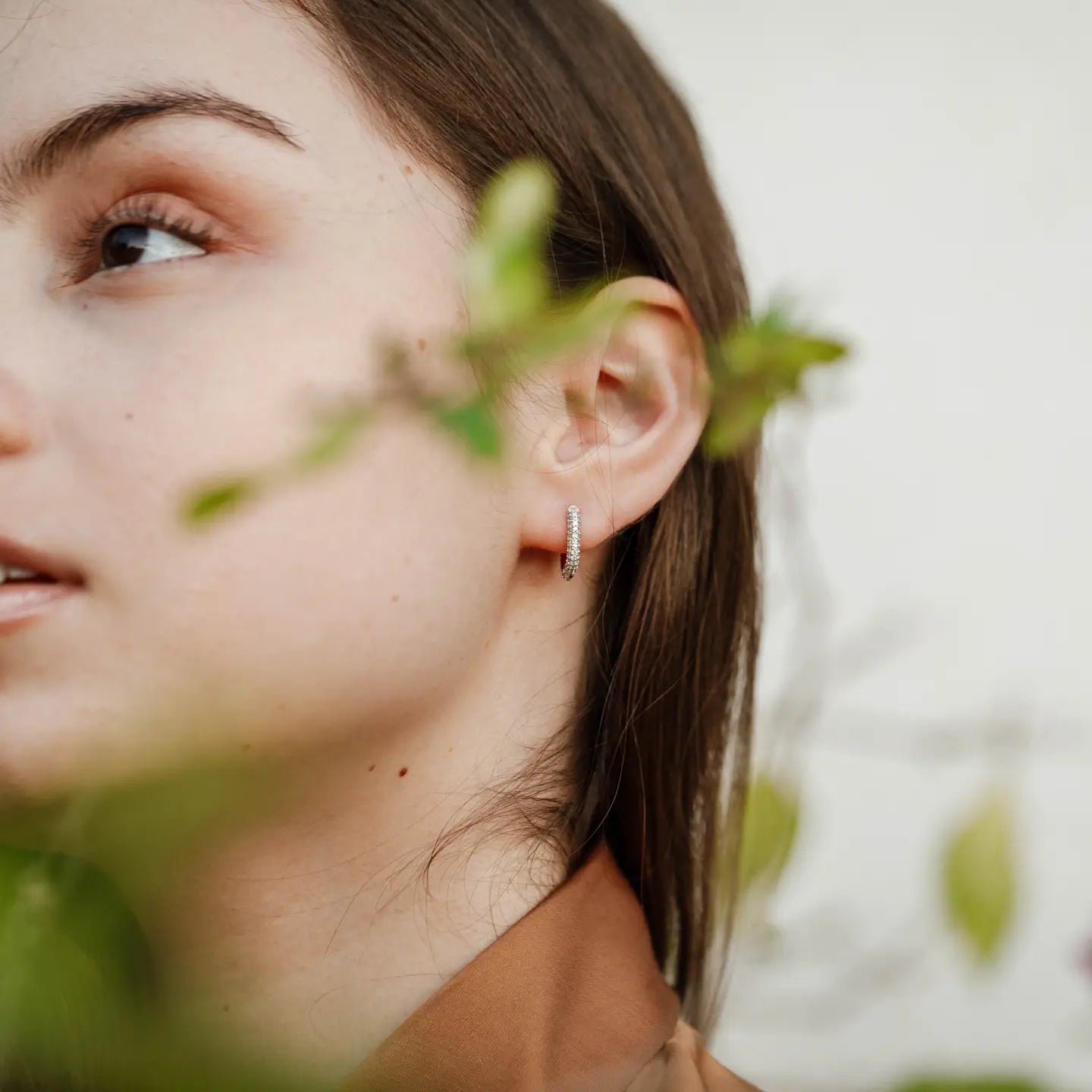 Silver Pave Hoops