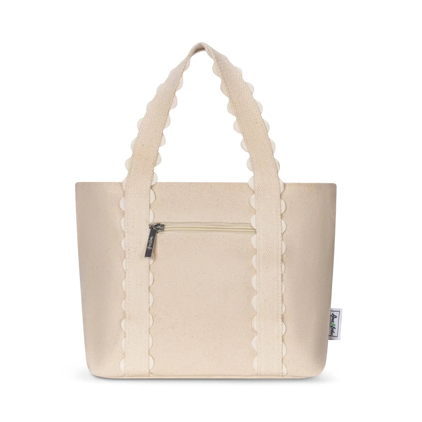 Mini White Scalloped Tote