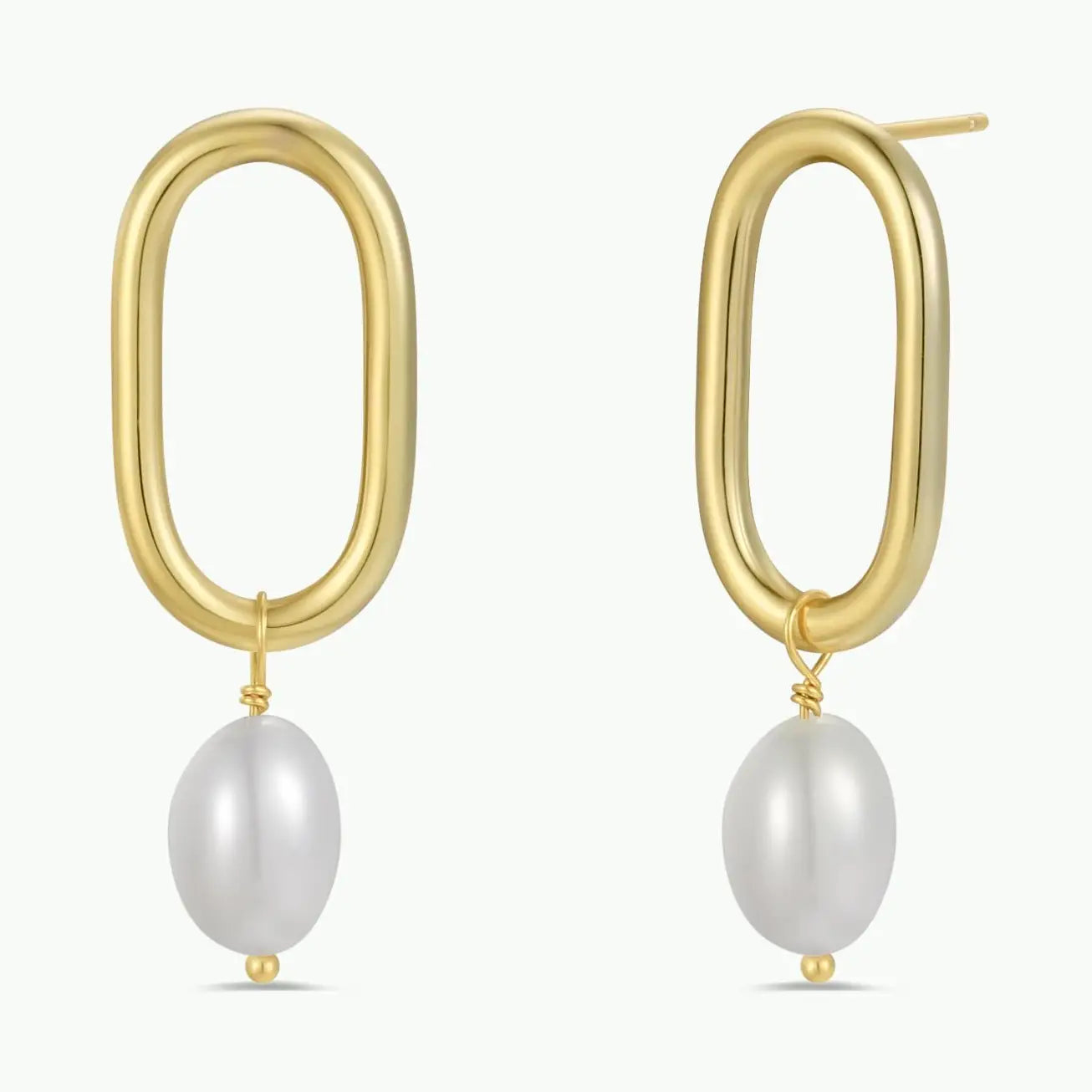 Oval Pearl Drop Earring
