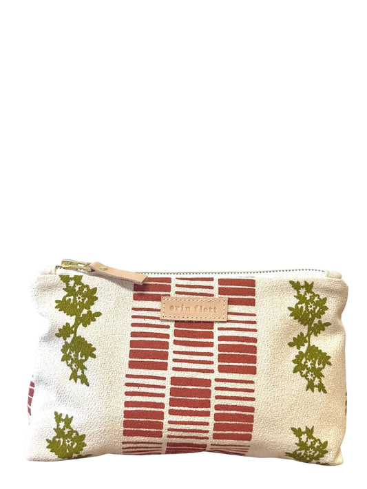 Geometric Daisy Pouch - Green