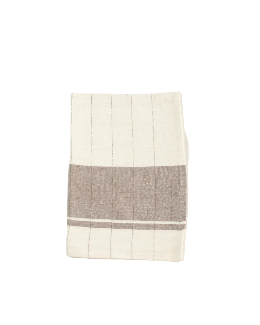 Pinstripe Hand Towel- Stone
