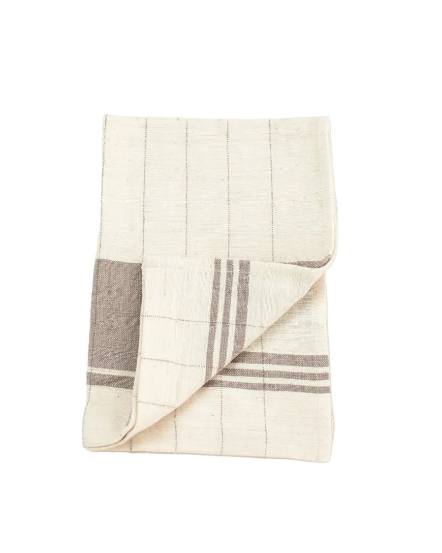 Pinstripe Hand Towel- Stone