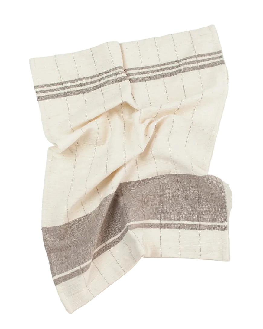 Pinstripe Hand Towel- Stone
