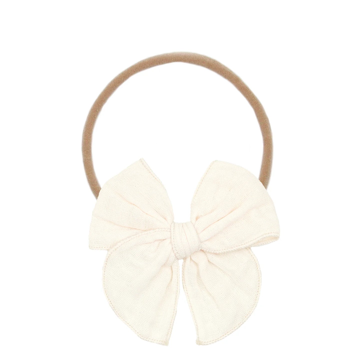 Headband Bow-Cream Muslin