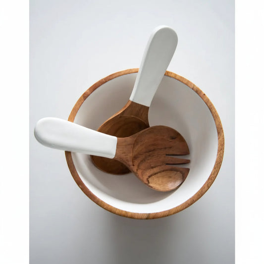Mango Wood Salad Bowl and Server Set