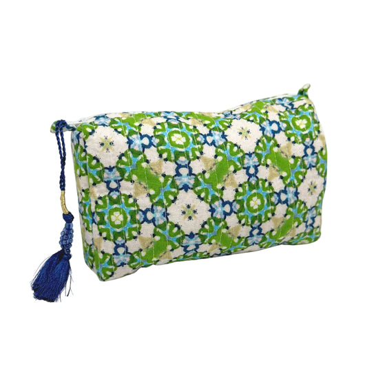 Green Floral Cosmetic Bag - Small