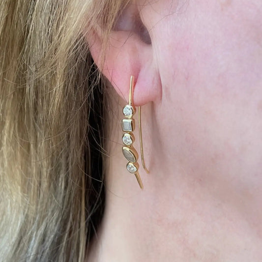 Linear Earrings with Labradorite and CZ