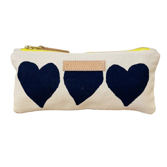 Navy Heart Pencil Bag