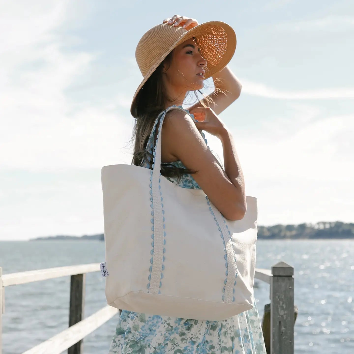Light Blue Scalloped Tote
