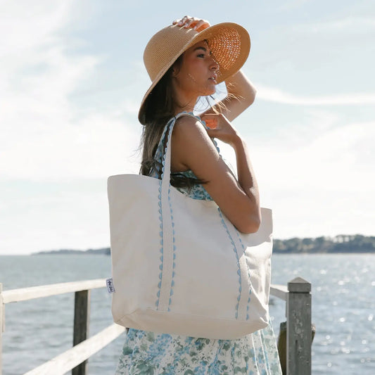 Light Blue Scalloped Tote