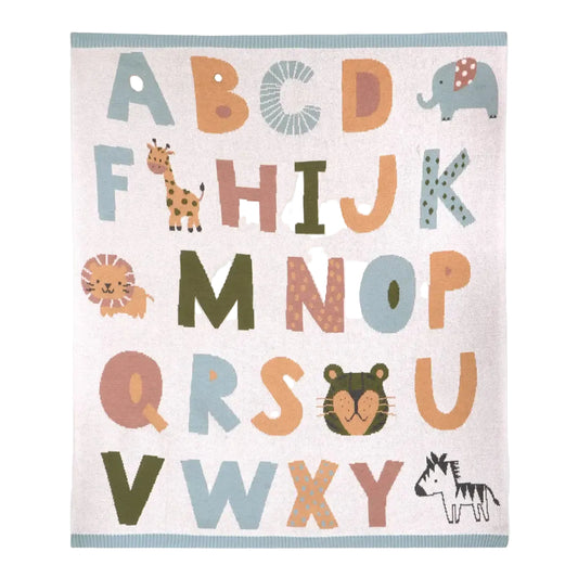 Alphabet Baby Blanket - Blue