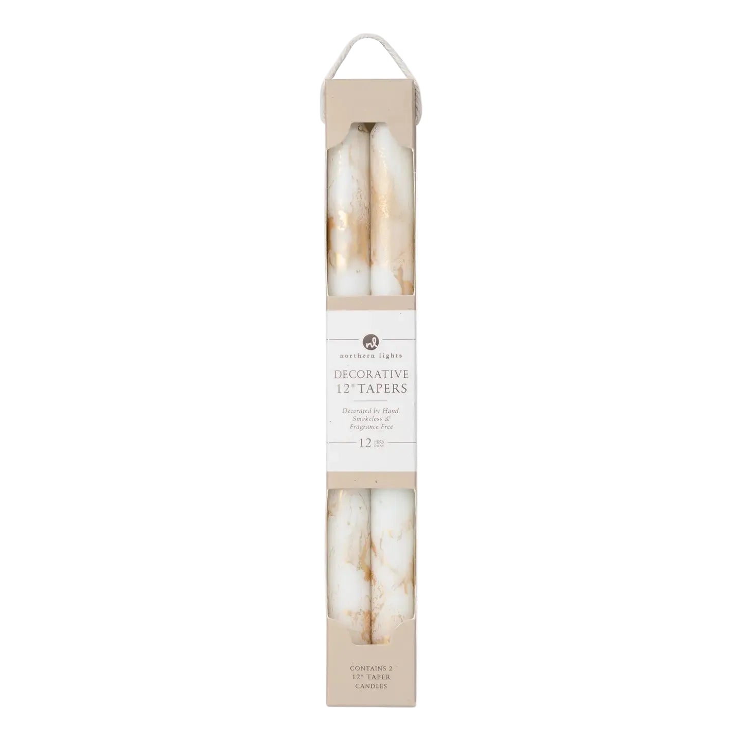 Pure White with Gold Taper Candles