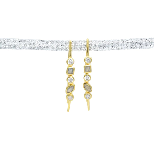Linear Earrings with Labradorite and CZ