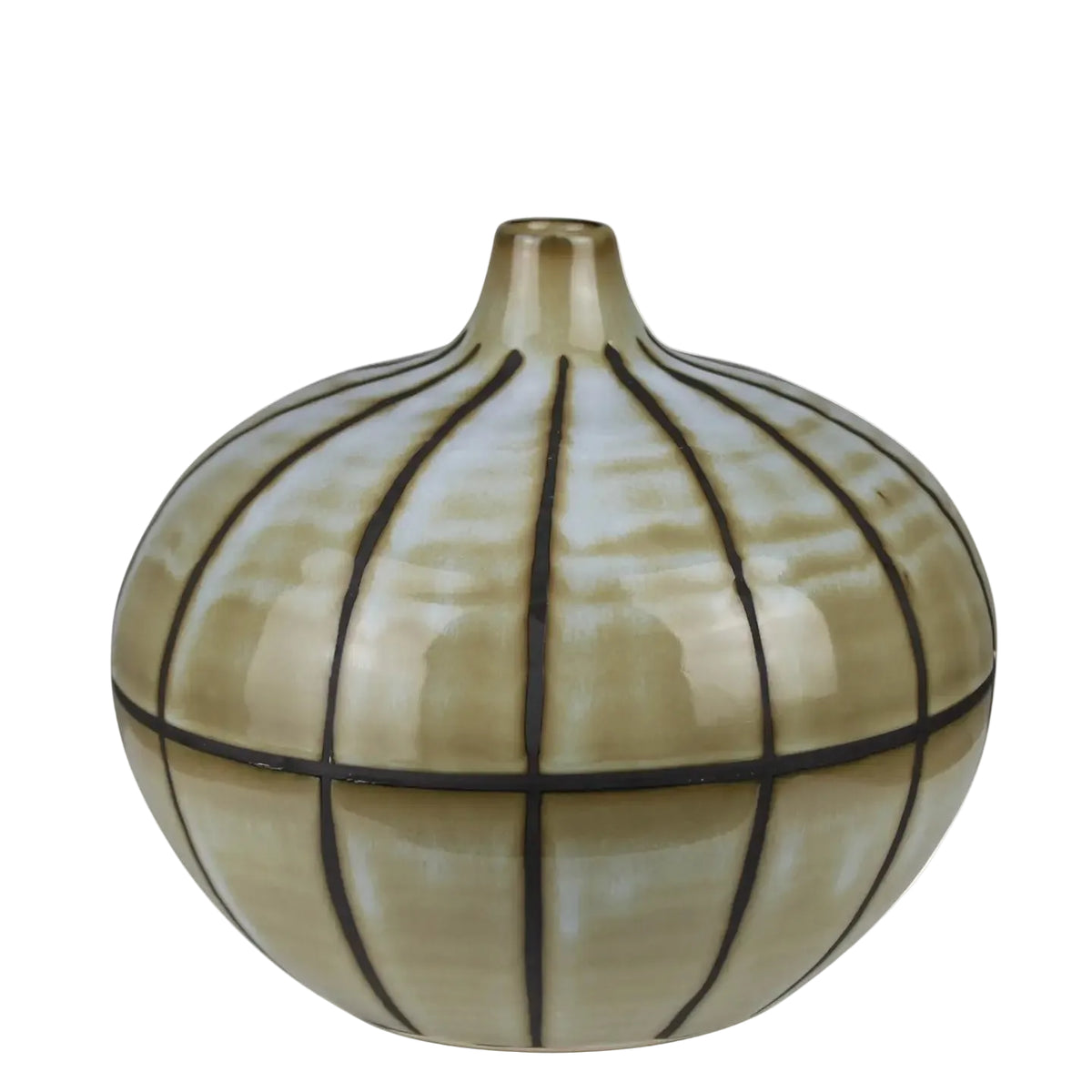 Brown Striped Ceramic Vase - Small