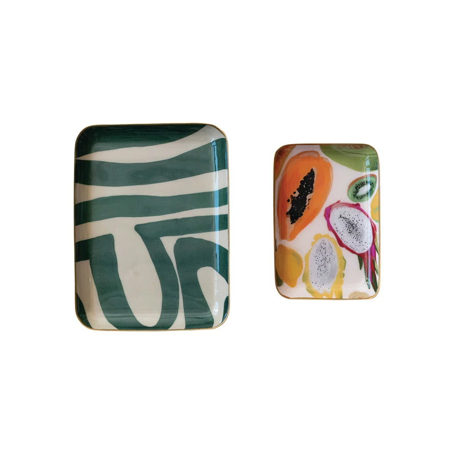 Abstract Enameled Fruit Tray