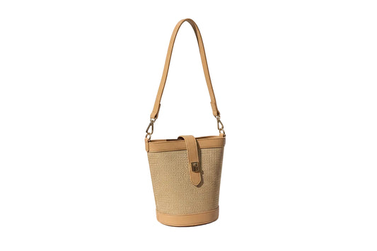 Raffia Bucket Bag- Beige