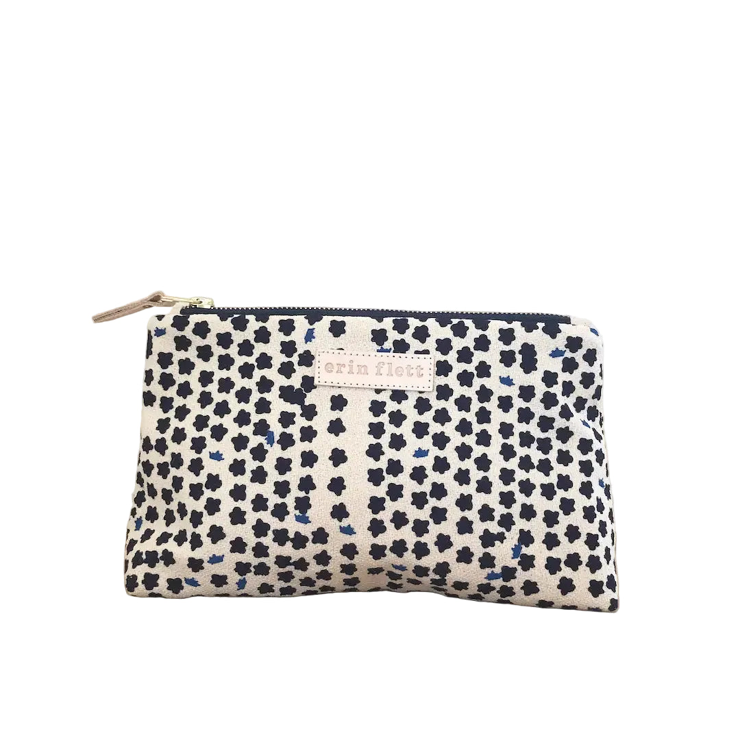 Navy Cherry Blossom Makeup Bag
