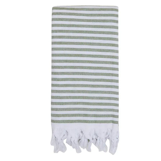 Khaki Striped Turkish Towel