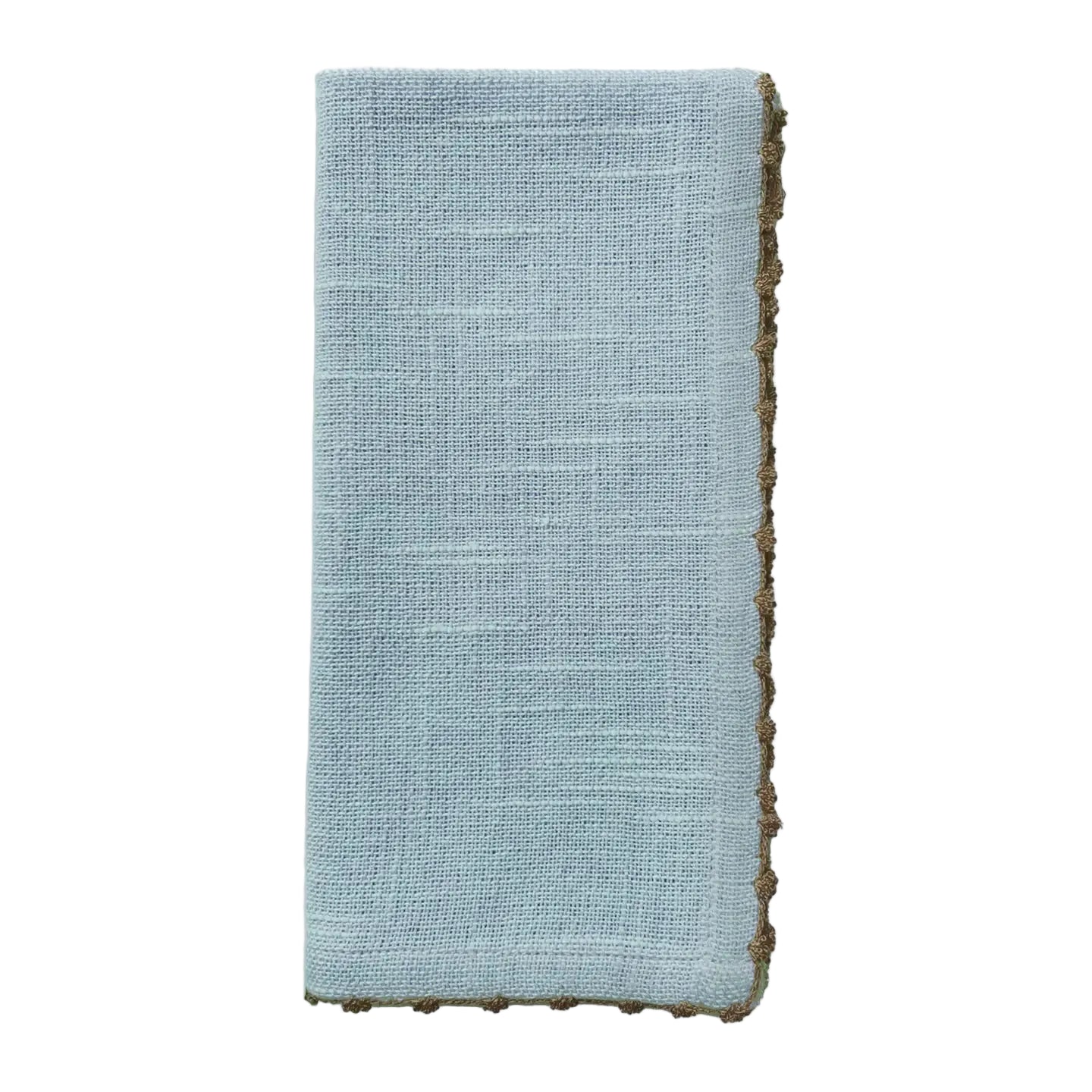 Light Blue Napkin with Natural Trim - Set of 4