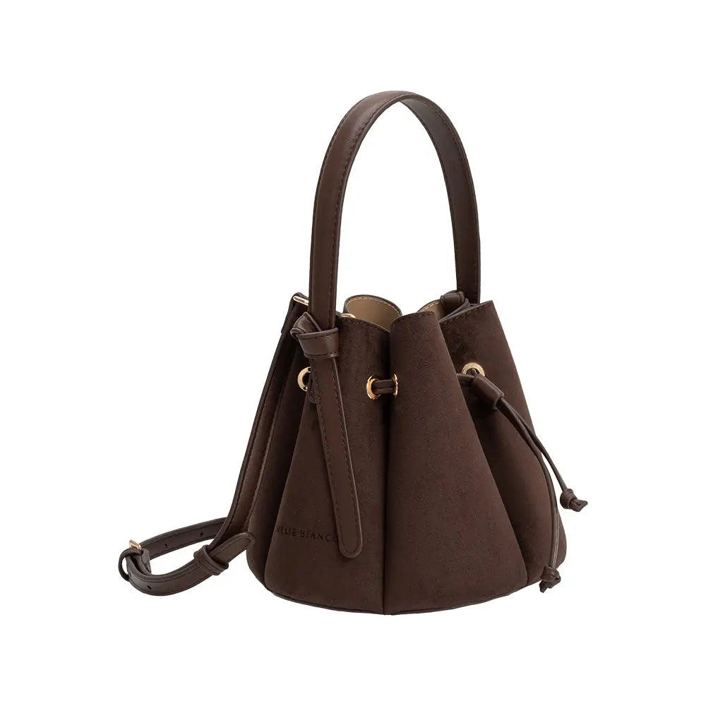 Mini Suede Top Handle Bag - Chocolate