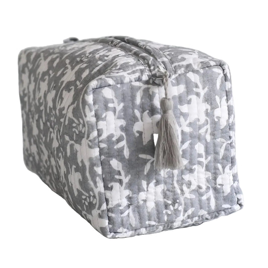 Vine Slate Cosmetic Bag - Gray Tassel