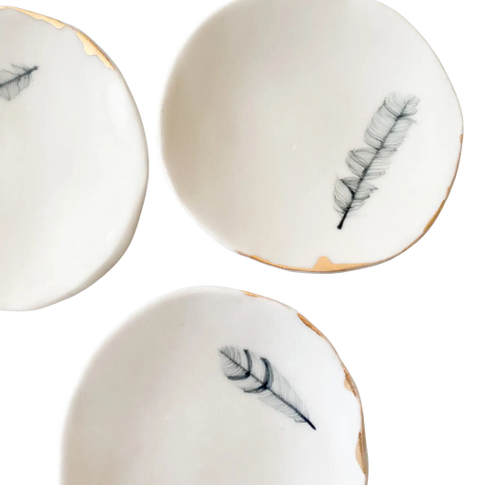 Hand Made Ceramic Ring Dish - Feather