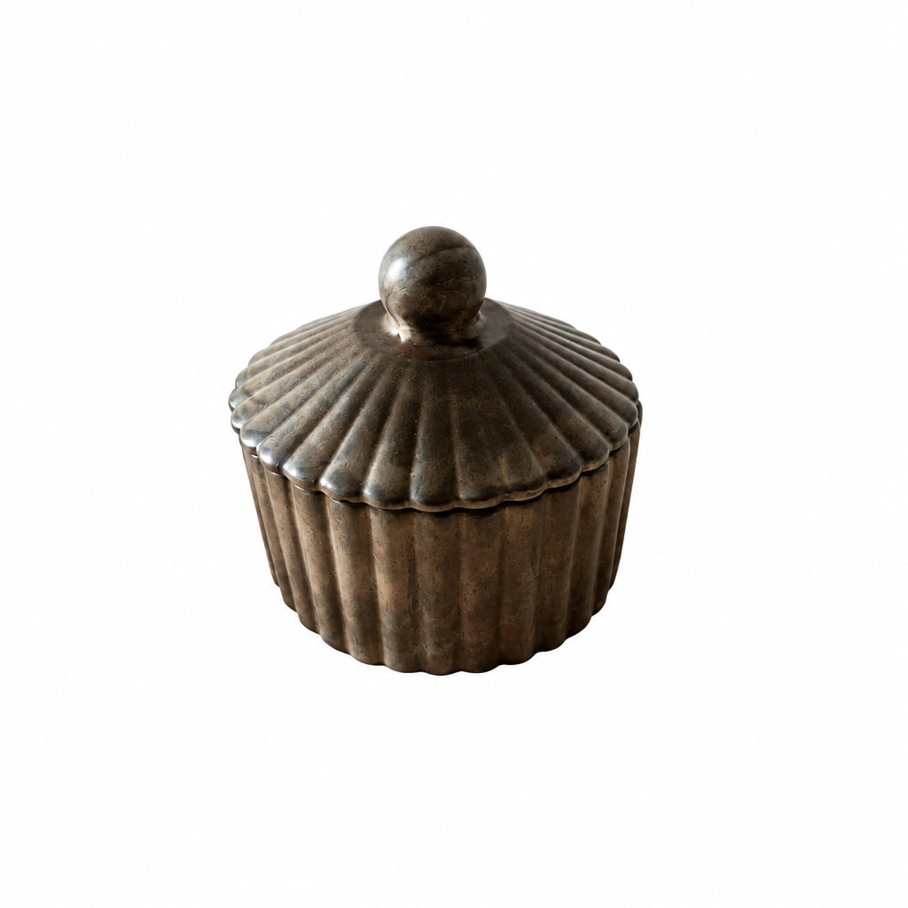 Fluted Pinch Bowl with Lid - Mocha