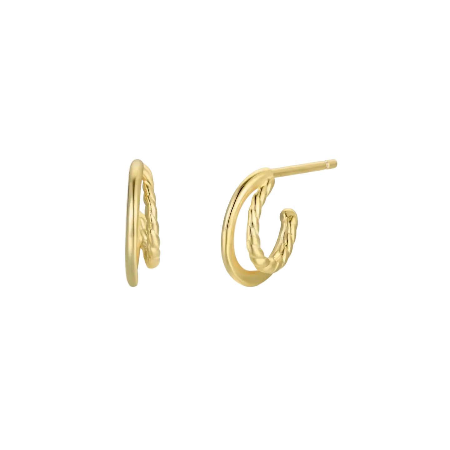 Gold Hoop Double Earrings