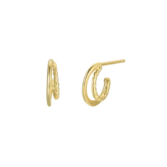 Gold Hoop Double Earrings