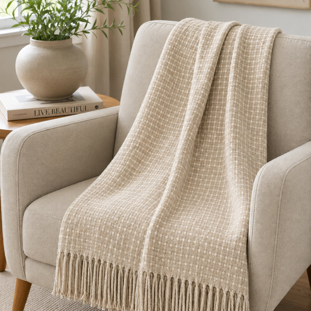 Check Pattern Throw - Sand/Cream