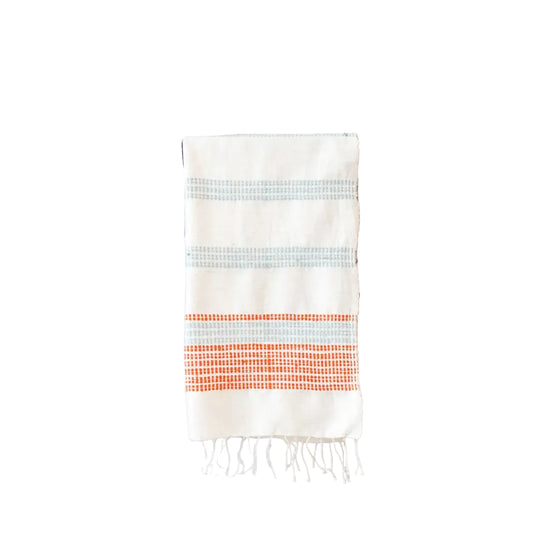 Camden Hand Towel - Azure and Tangerine