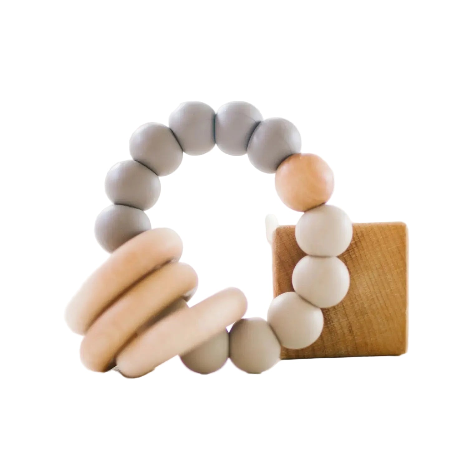 Teether with Wooden Rings - Sand
