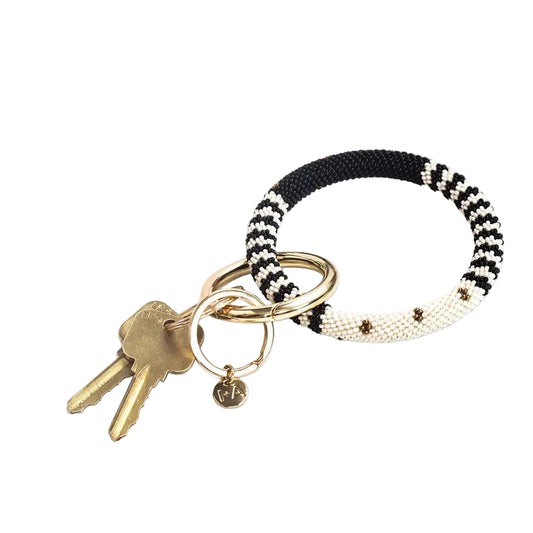 Beaded Key Ring - Black and White